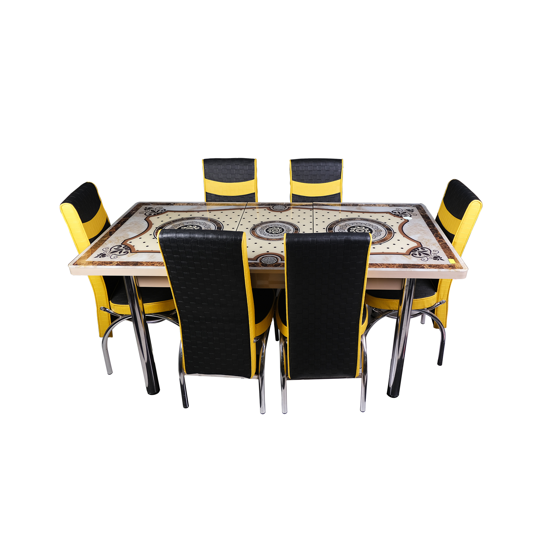TABLE TURQUE CARREE  6 CHAISES